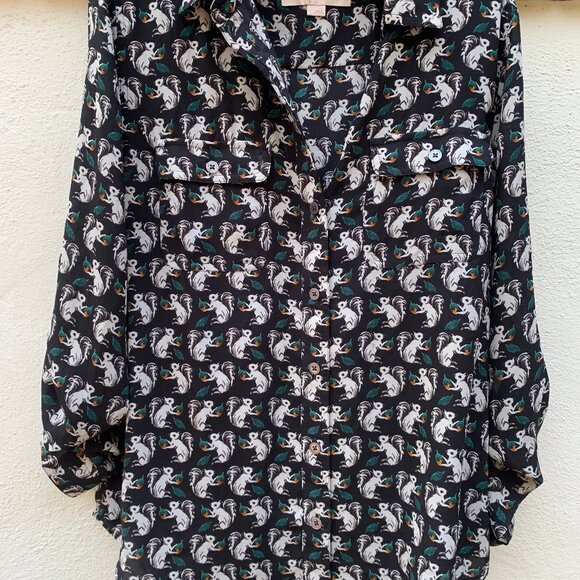 Ann Taylor Loft Squirrel Print Blouse - Picture 3 of 8